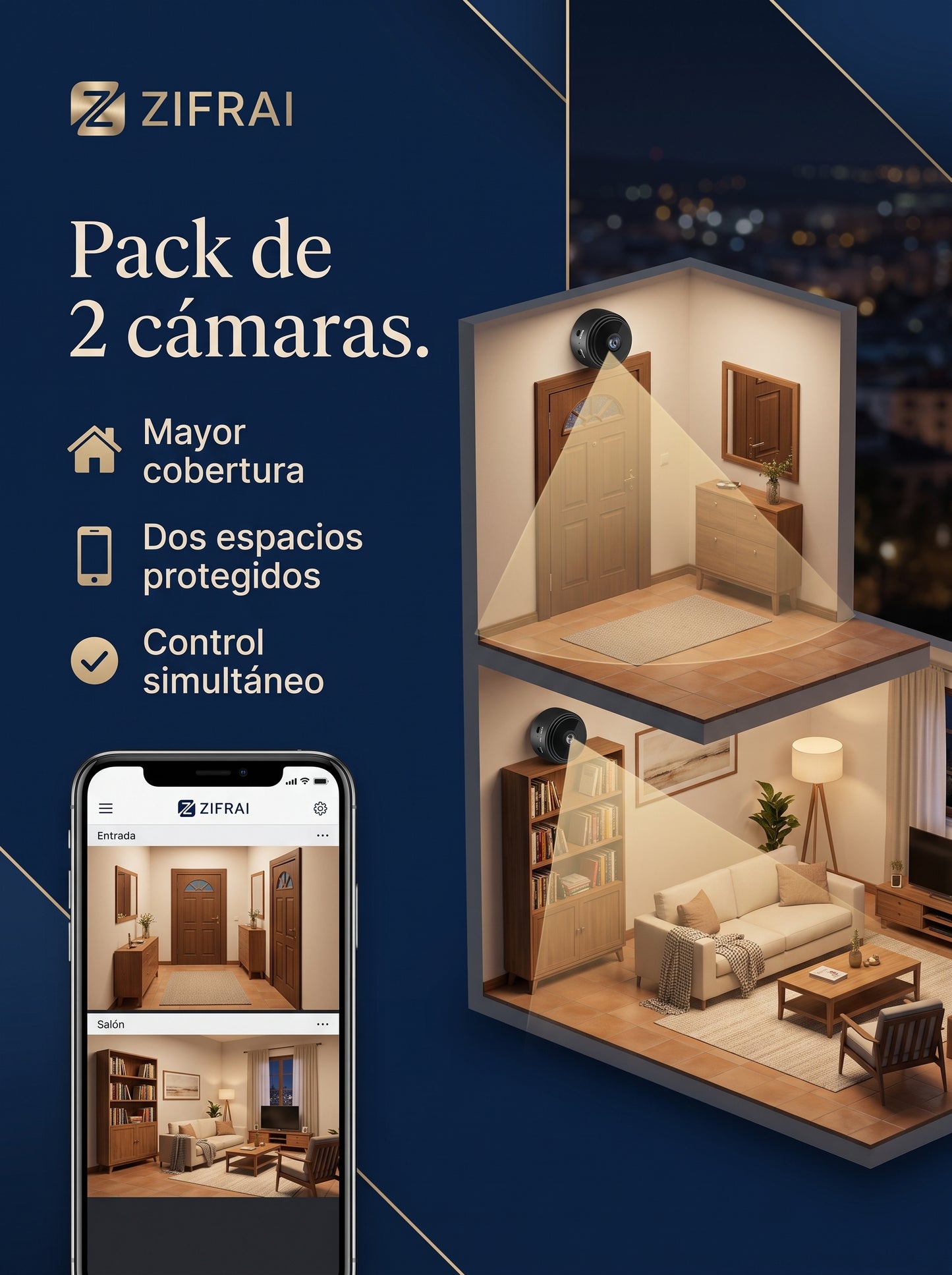 Mini Cámara de Vigilancia WiFi 1080HD - Pack 2 Unidades con Visión Nocturna