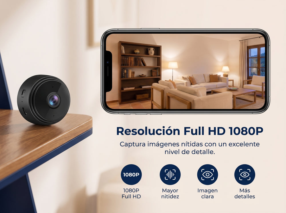 Mini Cámara de Vigilancia WiFi 1080HD - Pack 2 Unidades con Visión Nocturna