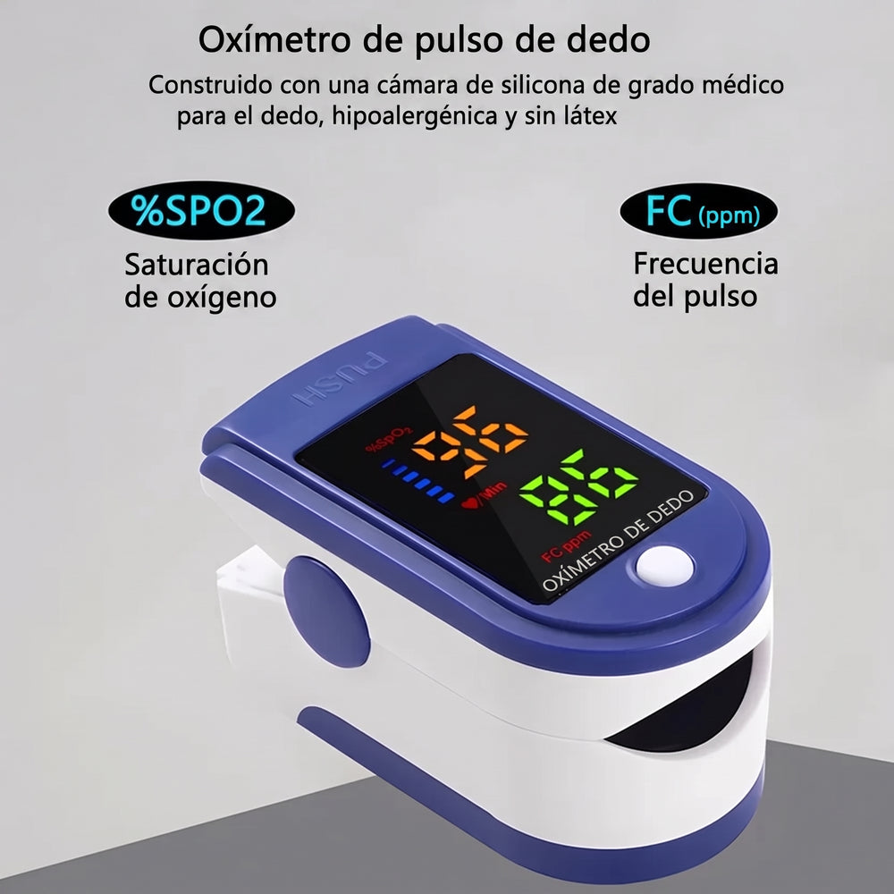 Oxímetro Digital de Dedo con Pantalla LED – Medición Precisa de Oxígeno en Sangre y Pulso